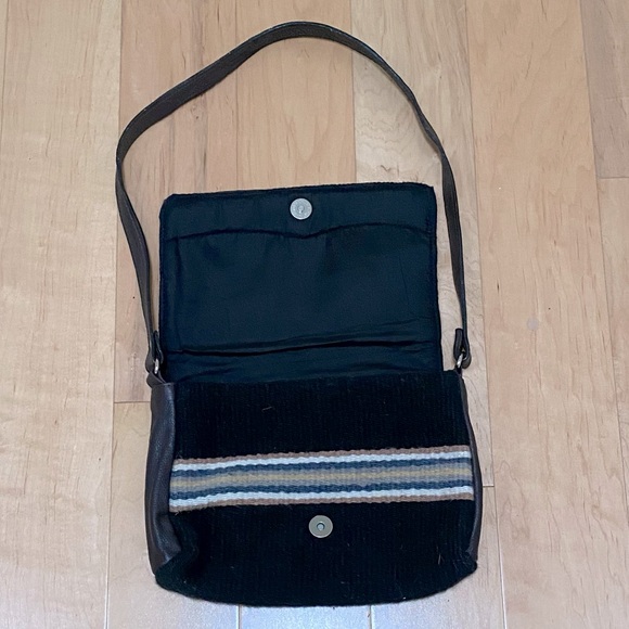 Vintage Woven Wool & Leather Shoulderbag - 90s Boho Style. - Picture 3 of 3